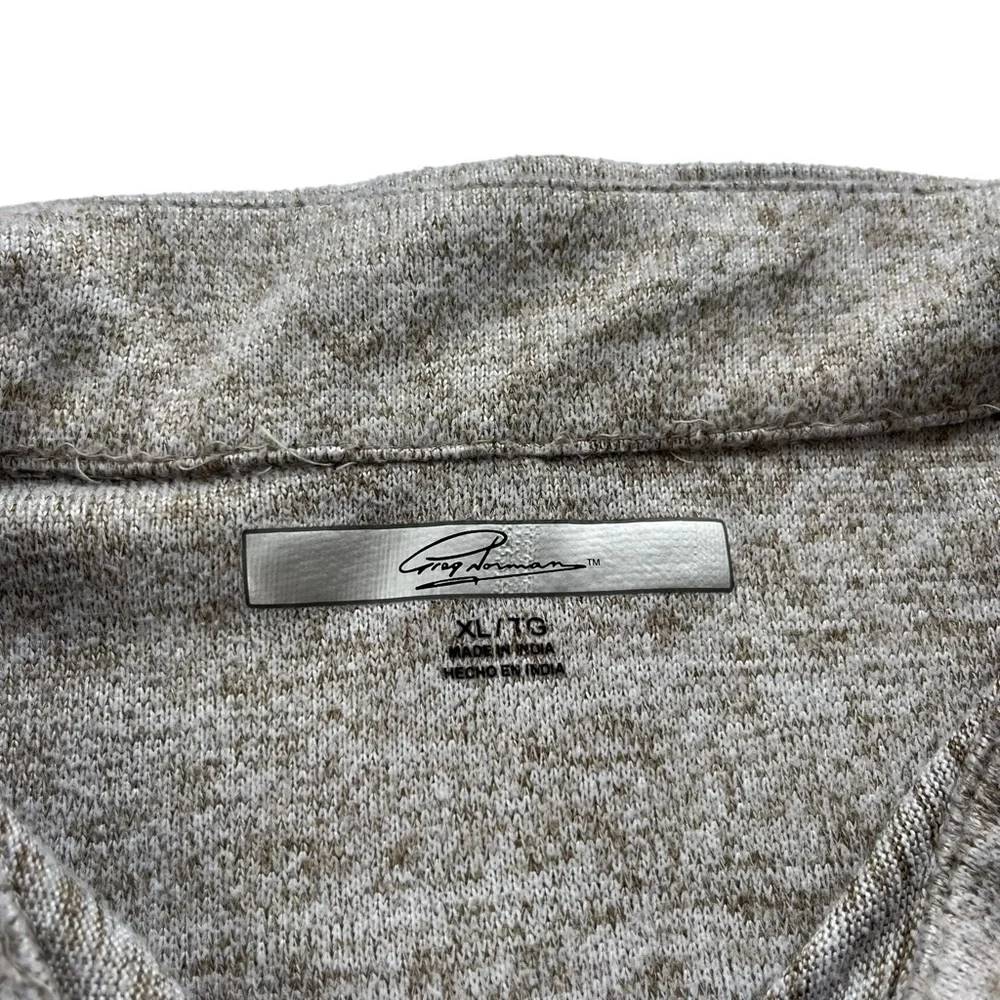 Greg Norman Mens Sz XL Beige Cream Brown 1/4 Zip Golf Polyester Sweater Pullover